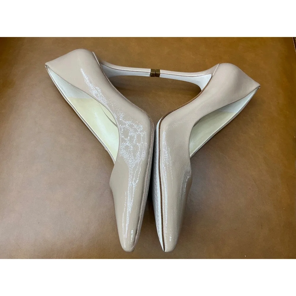 Jessica Simpson Apelhan Pump Womens 8M Chai Latte Crinkled Patent JJ-APELHAN